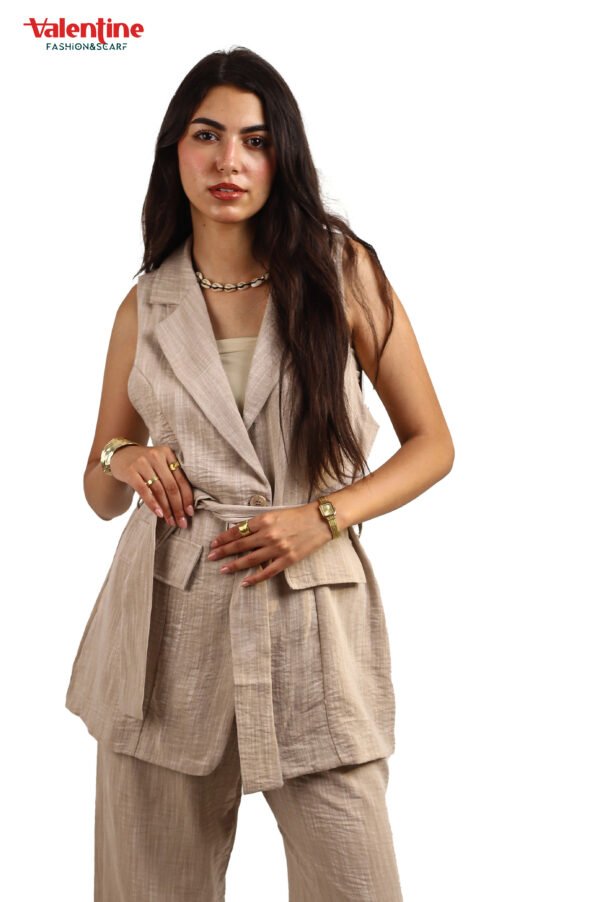 Linen sleeveless suit - Image 2